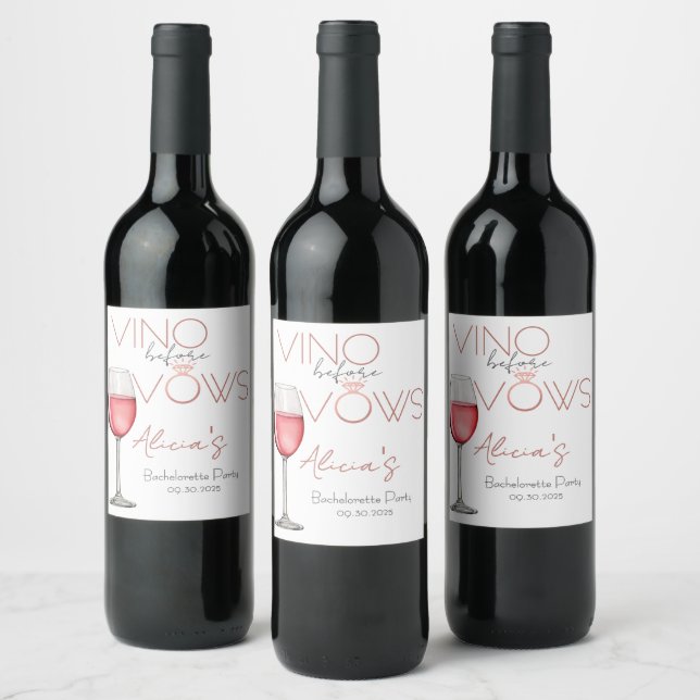 Vino Before Vows Bachelorette / Bridal Party Wine Label (Bottles)