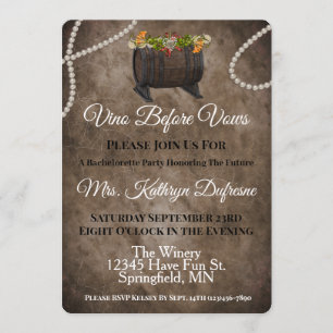 Vino Before Vows Bachelorette Party Invitation