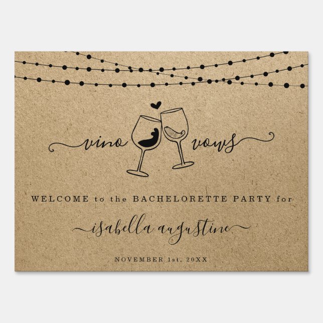 Vino Before Vows Bachelorette Party Welcome Sign (Front)
