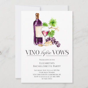 Vino Before Vows Bachelorette Party Wine Invitation