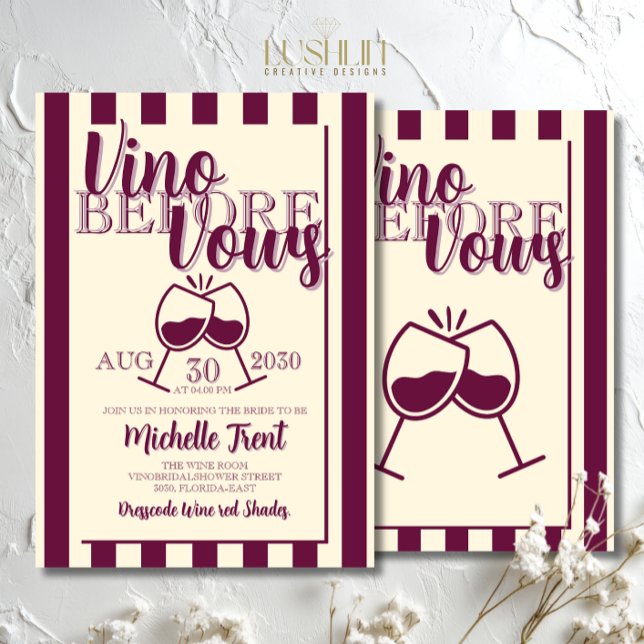 Vino Before Vows Bachelorette Party Wine Theme Invitation (Creator Uploaded)