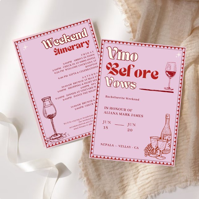  Vino Before Vows Bachelorette Weekend Itinerary Invitation (Creator Uploaded)