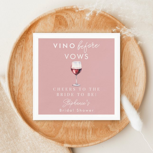 Vino Before Vows Blush Pink Red Wine Bridal Shower Napkins (Creator Uploaded)