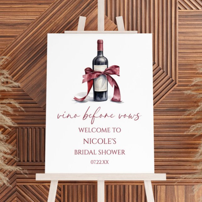 Vino Before Vows Bow Bridal Shower Welcome Sign (Creator Uploaded)