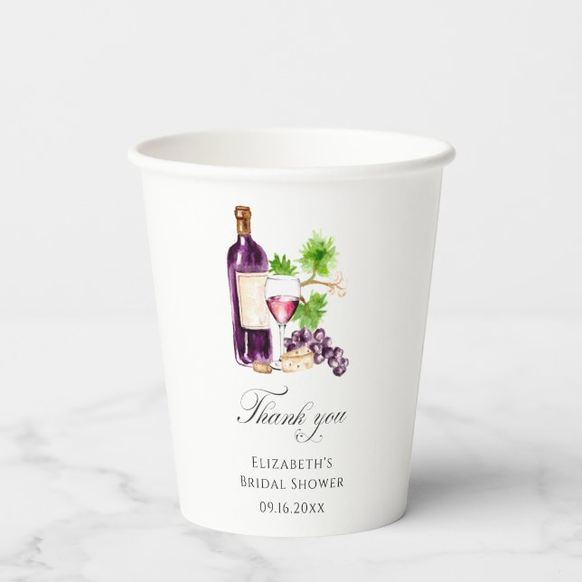 Vino Before Vows Bridal Shower Custom Favor Paper Cups (Back)