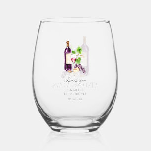 Vino Before Vows Bridal Shower Custom Favor Stemless Wine Glass