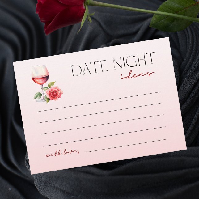 Vino Before Vows Bridal Shower Date Night Ideas Enclosure Card (Creator Uploaded)