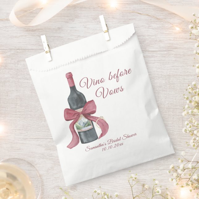 Vino before vows Bridal Shower Favor Bag (Clipped)