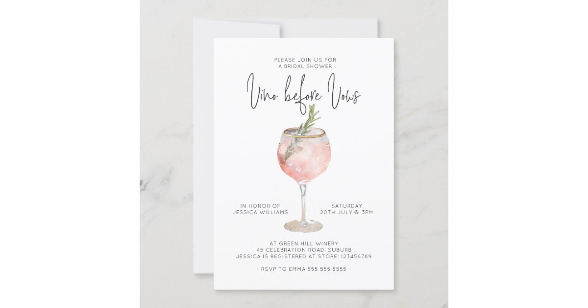 Vino Before Vows Bridal Shower Invitation | Zazzle