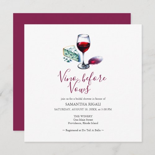 Vino Before Vows Bridal Shower Invitation