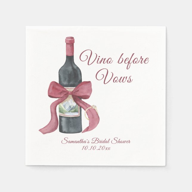 Vino before vows Bridal Shower Napkins (Front)