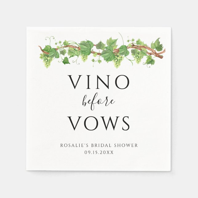 Vino Before Vows Bridal Shower Napkins (Front)