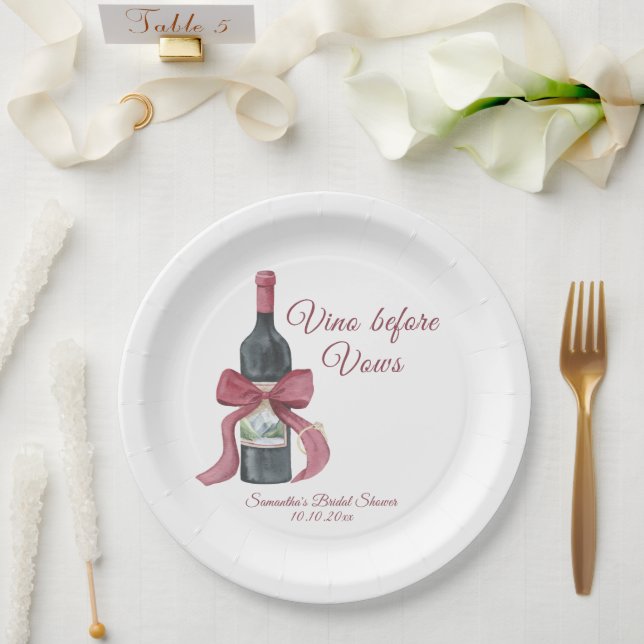 Vino before vows Bridal Shower Paper Plates (Wedding)