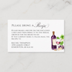 Vino Before Vows Bridal Shower Recipe Request Enclosure Card