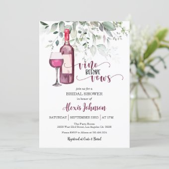 Vino Before Vows Bridal Shower (Red) Invitation | Zazzle