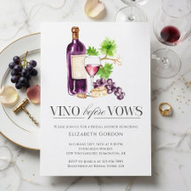 Vino Before Vows Bridal Shower Watercolor Wine