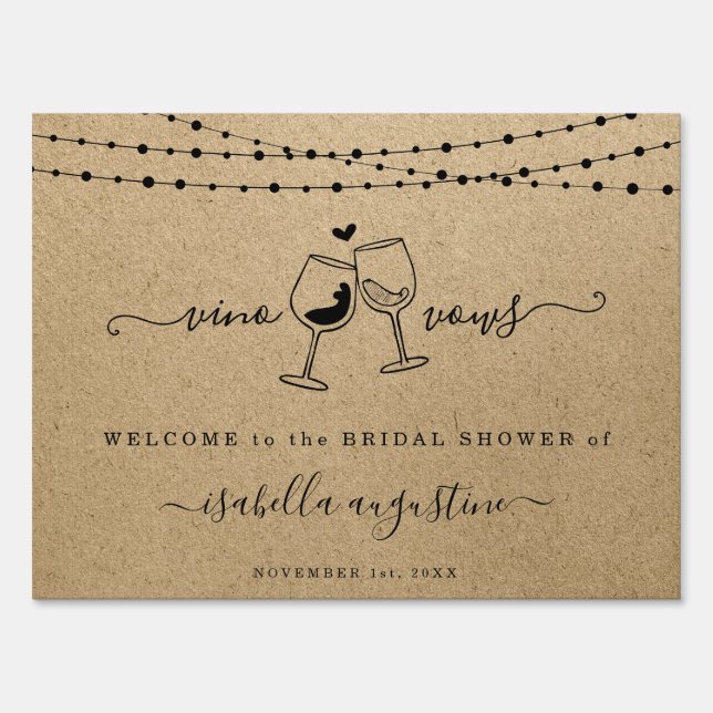 Vino Before Vows Bridal Shower Welcome Sign (Front)