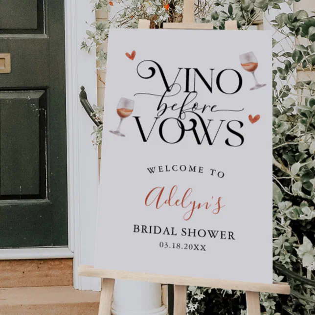 Vino Before Vows Bridal Shower Welcome Sign | Zazzle
