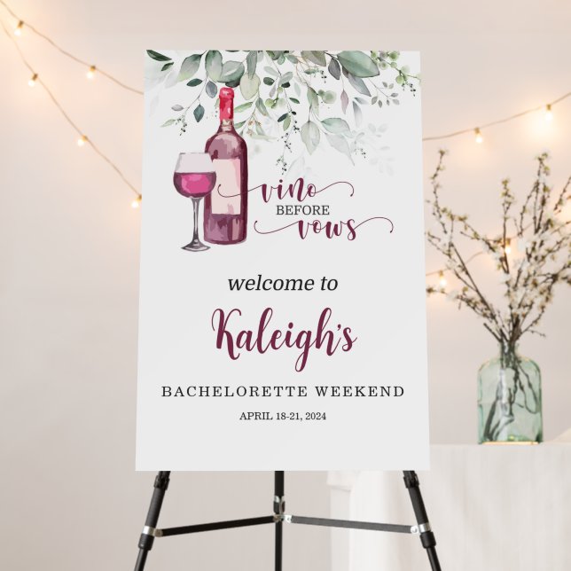 Vino Before Vows Bridal Shower Welcome Sign (In Situ (Stand))