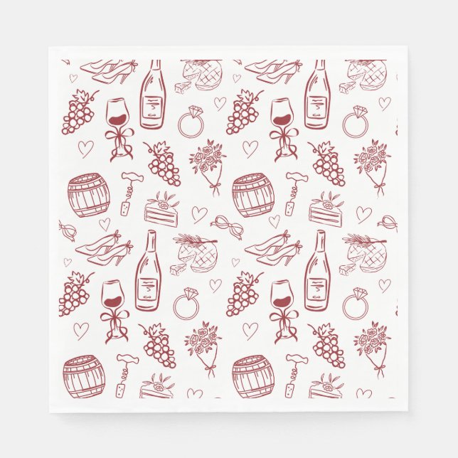 Vino Before Vows Burgundy Bridal Shower Napkins (Front)