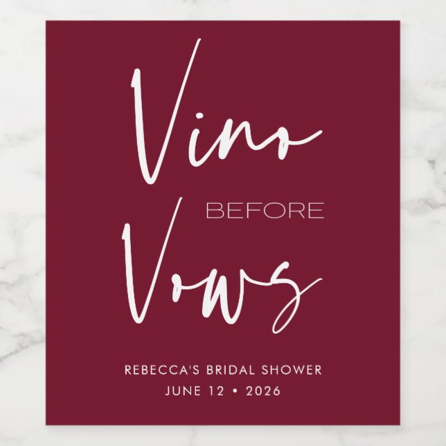 Custom Wine Bachelorette Party Favor Gift Bag: Vino Before Vows + Just Vino
