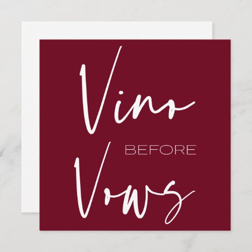 Vino before Vows Burgundy Red Wine Tasting Bridal Invitation