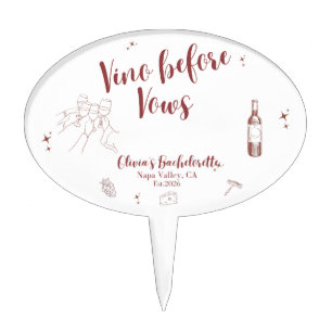 Vino Before Vows Cake Topper