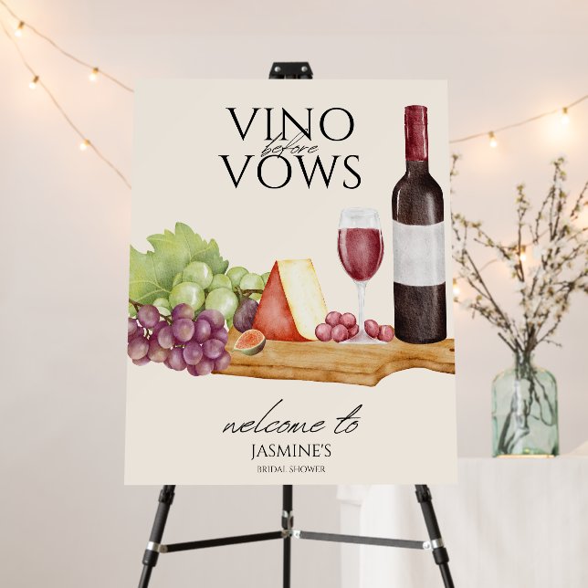 Vino before Vows Charcuterie Bridal Shower Welcome Foam Board (In Situ (Stand))