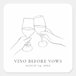 Vino Before Vows Chic Wine Bridal Shower Square Sticker