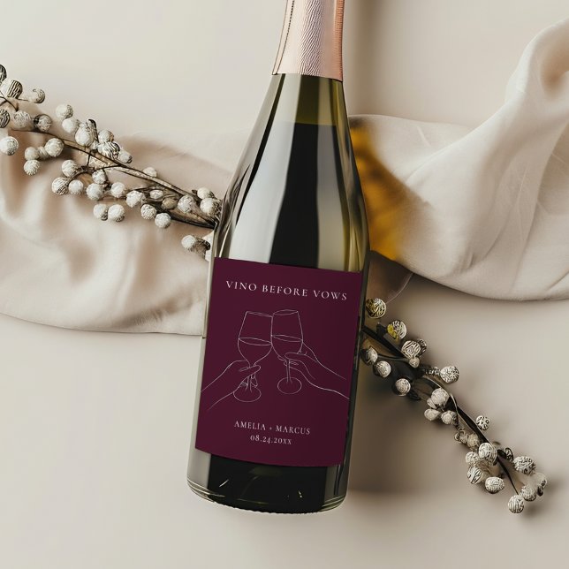 Vino Before Vows Chic Wine Bridal Shower Wine Label (Creator Uploaded)