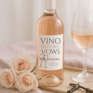 Vino Before Vows Doodle Wine Cheers Bridal Shower Label