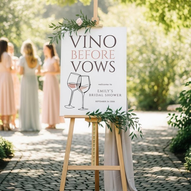Vino Before Vows Doodle Wine Welcome Bridal Shower Foam Board (Creator Uploaded)