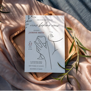 vino before vows Elegant black&white bridal shower Invitation