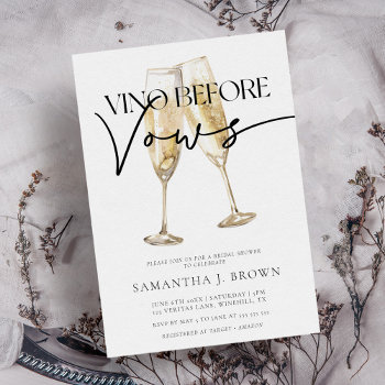 Vino Before Vows Elegant Wine Bridal Shower Invitation by thebusinessbunny at Zazzle
