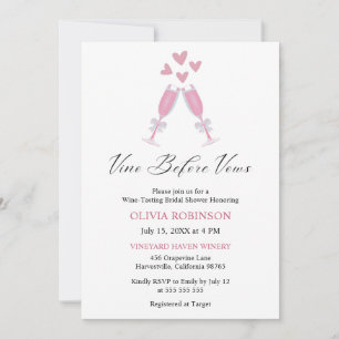 Vino Before Vows Elegant Winey Bridal Shower Invitation