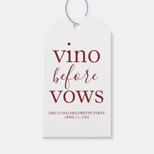 Vino Before Vows Favor Tags