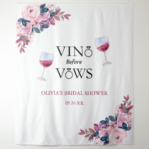 Vino Before Vows Floral Bridal Shower Backdrop