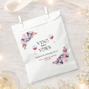 Vino Before Vows Floral Bridal Shower Favor Bag