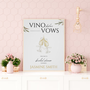 Vino Before Vows Floral Bridal Shower Welcome Sign by SleepyKoala at Zazzle