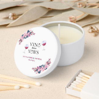 Vino Before Vows Floral Winery Bridal Shower Mini Candle Favors