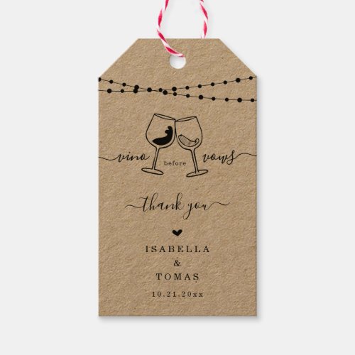 Vino Before Vows Funny Bridal Shower Favor Tags
