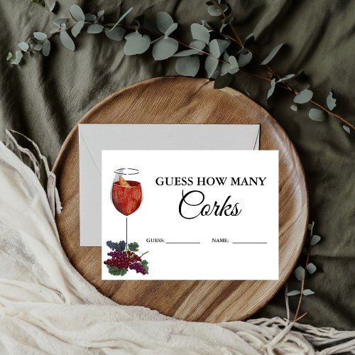 Vino Before vows Guess How Many Corks Game  Card