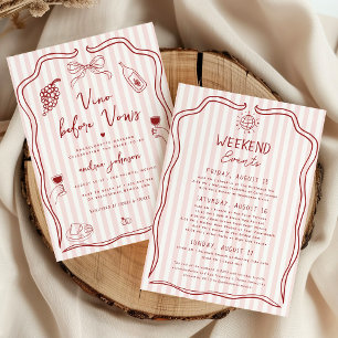 Vino Before Vows Hand Drawn Bachelorette Weekend Invitation