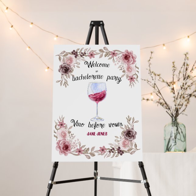 Vino before vows maroon and pink bridal shower foam board (In Situ (Stand))