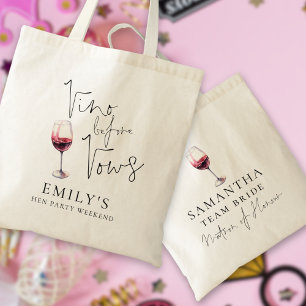 Vino Before Vows Matron of Honour Hen Party Tote Bag