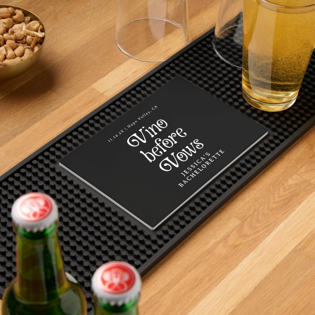 Vino Before Vows | Minimal Retro Bachelorette  Bar Mat (Insitu (Bar 2))