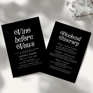 Vino Before Vows Minimal Retro Bachelorette Invitation