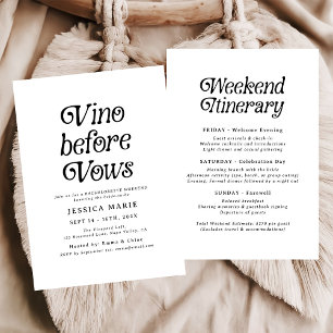 Vino Before Vows Minimal Retro Bachelorette Invitation