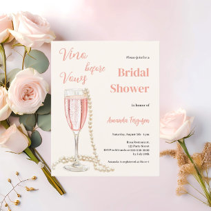 Vino before Vows pink Bridal Shower invitation