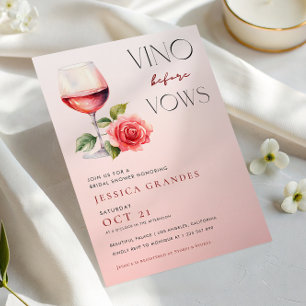 Vino Before Vows Pink Wine Bridal Shower Invitation